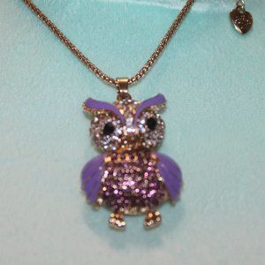 Nwtag: Purple Crystal/Clear crystal  Owl necklace